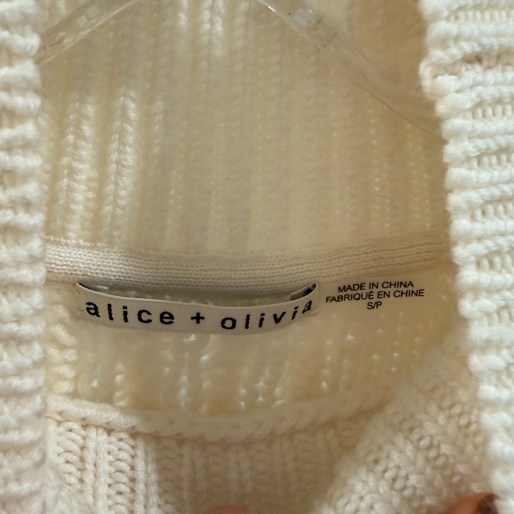 Alice + Olivia Cream Cable Knit Kenny Mockneck Sweater - Picture 3 of 4